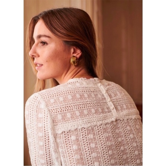 Sezane Black Lace Madeleine Ruffle Blouse - Picture 14 of 14